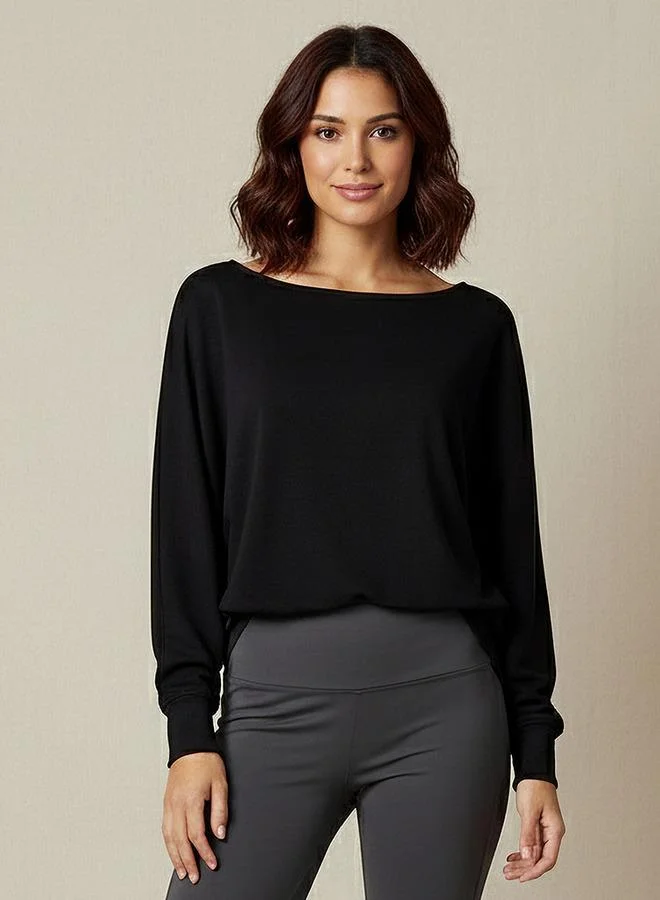 Splash Active Women Relaxed Fit Boat Neck Sweatshirt