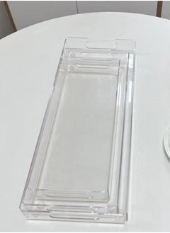 Laseta 3PCS Clear Acrylic Tray with Handles, Decorative Serving Tray for Coffee Table, Tea, Storage Rectangular  - Image 2