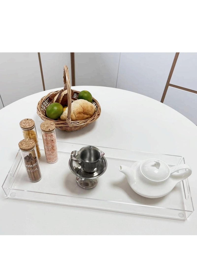 Laseta 3PCS Clear Acrylic Tray with Handles, Decorative Serving Tray for Coffee Table, Tea, Storage Rectangular  - Image 3