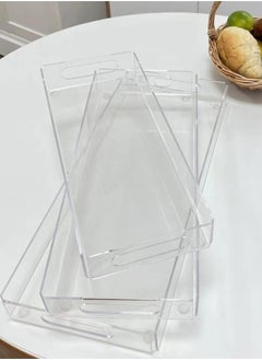 Laseta 3PCS Clear Acrylic Tray with Handles, Decorative Serving Tray for Coffee Table, Tea, Storage Rectangular  - Image 1