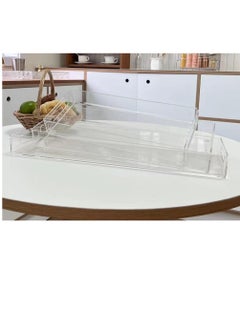 Laseta 3PCS Clear Acrylic Tray with Handles, Decorative Serving Tray for Coffee Table, Tea, Storage Rectangular  - Image 5