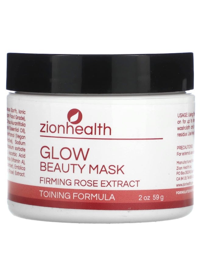 Zion Health Zion Health, Glow Beauty Mask, Firming Rose Extract, 2 oz (56.69 g)  - Image 1