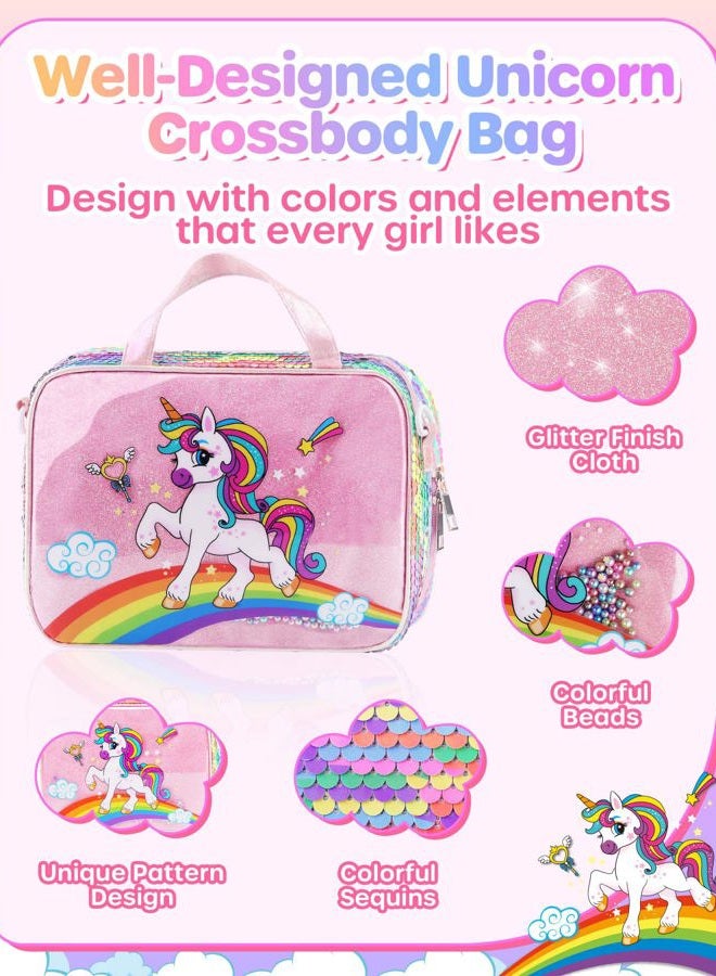 D-FantiX Unicorn Art Supplies Convertible Bag for Girls, 63Pcs Coloring Drawing Set for Kids with Fruit Scented Markers, Portable Travel Activity Kit, Birthday Gift for 4 5 6 7 8-12 Year Old Girls - Image 5