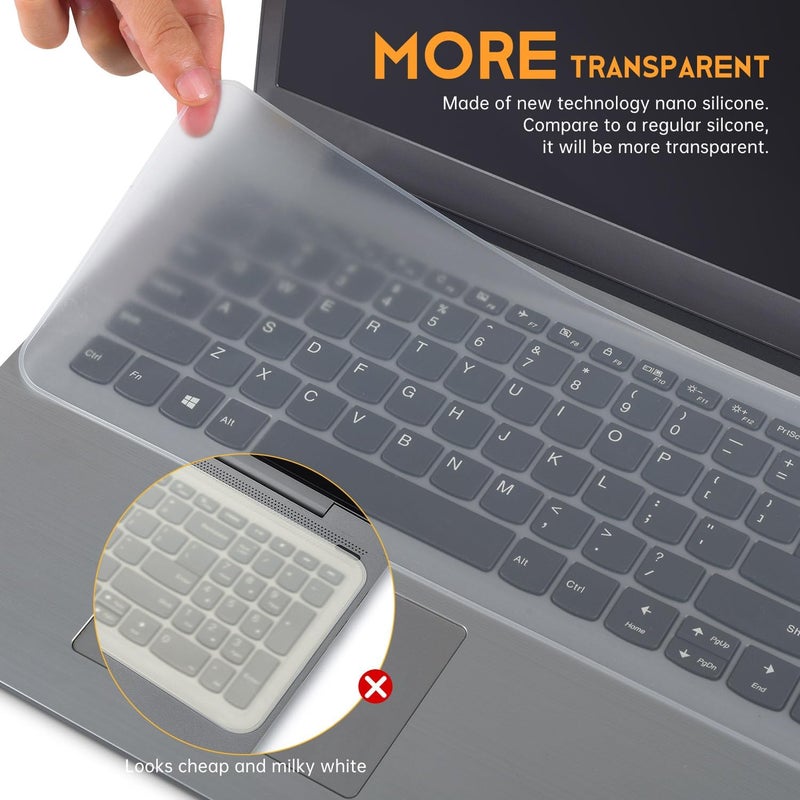 CaseBuy غطاء حماية لوحة مفاتيح لابتوب 17.3 بوصة عالمي لـ 17" 17.3" HP DELL Lenovo Acer ASUS لابتوب نوت بوك، رقيق جداً، مقاوم للماء والغبار، جلد سيليكوني واقي - شفاف - Image 3