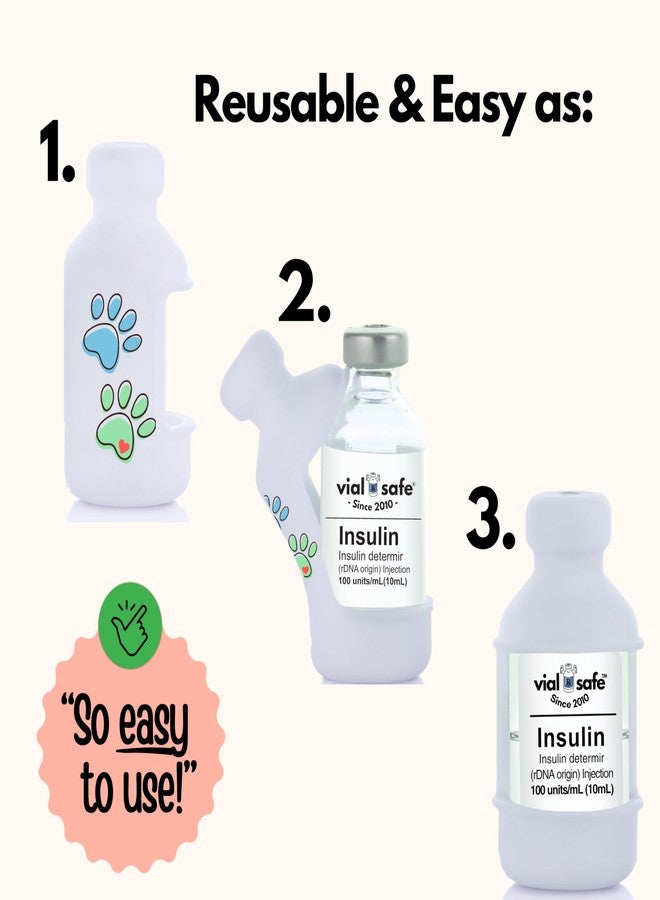 VIAL SAFE™ | Insulin Vial Protector Case | Secure Insulin Bottle Protector & Cover for 10mL Vials | Fits Humalog, Humulin, NovoLog, NovoRapid, Novolin | 2-Pack | Paw Prints - Image 5