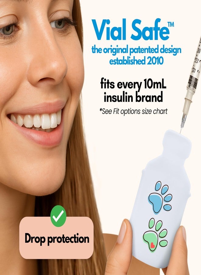 VIAL SAFE™ | Insulin Vial Protector Case | Secure Insulin Bottle Protector & Cover for 10mL Vials | Fits Humalog, Humulin, NovoLog, NovoRapid, Novolin | 2-Pack | Paw Prints - Image 3