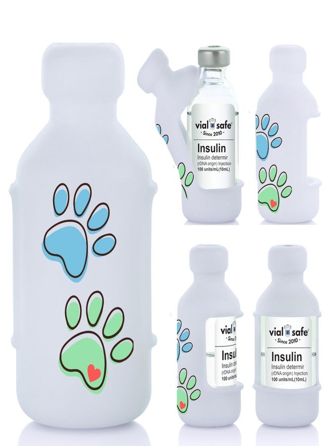 VIAL SAFE™ | Insulin Vial Protector Case | Secure Insulin Bottle Protector & Cover for 10mL Vials | Fits Humalog, Humulin, NovoLog, NovoRapid, Novolin | 2-Pack | Paw Prints - Image 1