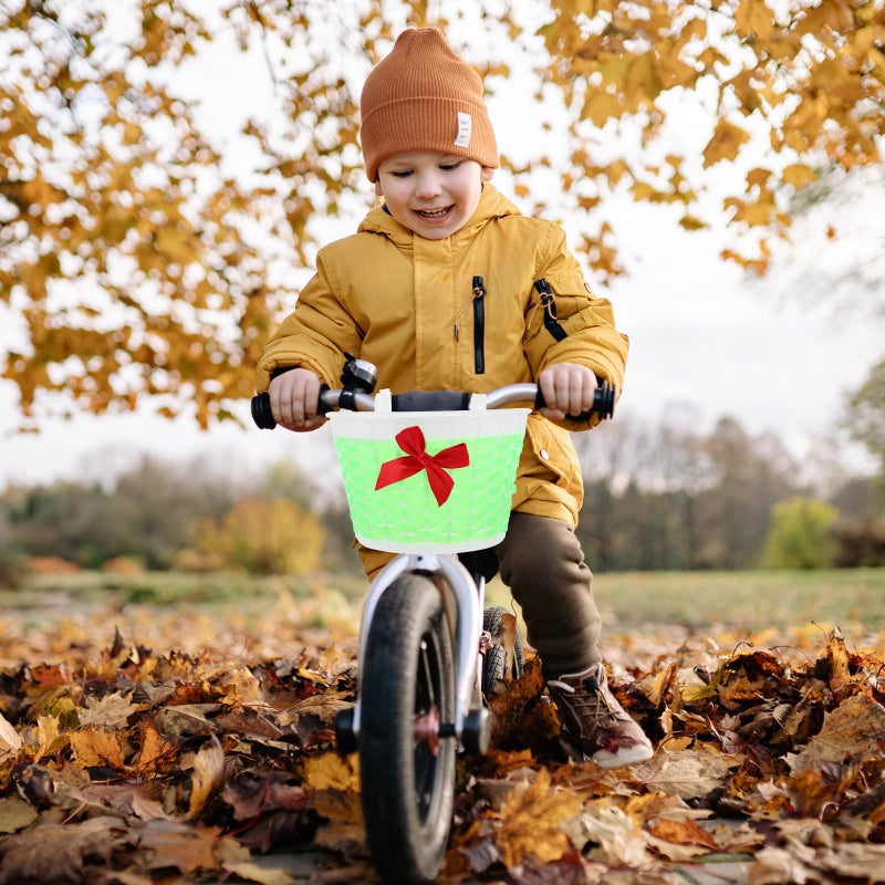 سلة دراجة سكوتر منسوجة خضراء مع أربطة سحابية للدراجات الخارجية والسفر - Image 5