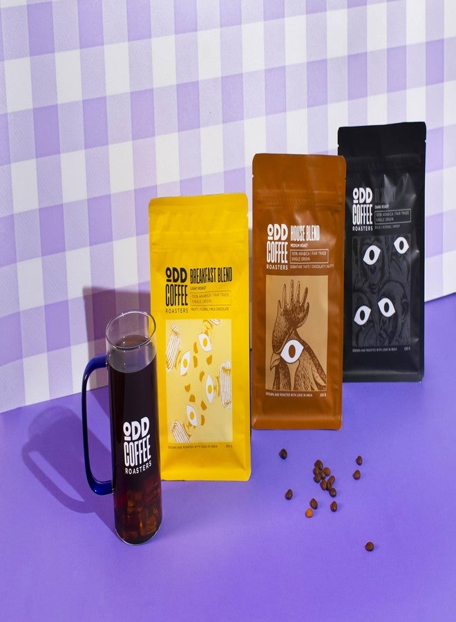 ODD COFFEE ROASTERS قهوة أود كوفي روسترز المتخصصة 250 غرام | أولد سموكي - تحميص داكن | مزيج الإفطار - تحميص فاتح | مزيجنا الخاص - تحميص متوسط | عبوة من 3 حبوب قهوة كاملة AAA - Image 2