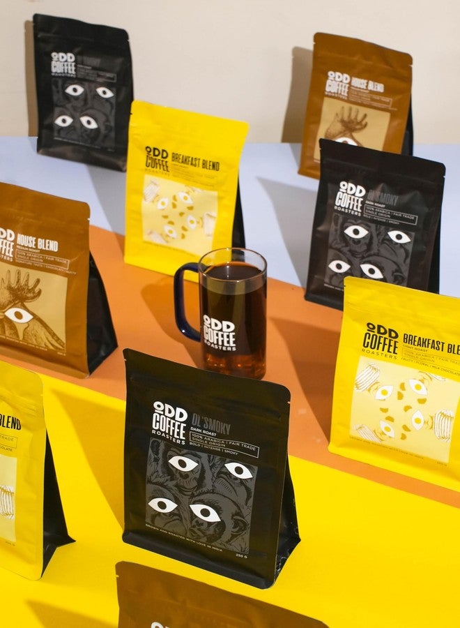 ODD COFFEE ROASTERS قهوة أود كوفي روسترز المتخصصة 250 غرام | أولد سموكي - تحميص داكن | مزيج الإفطار - تحميص فاتح | مزيجنا الخاص - تحميص متوسط | عبوة من 3 حبوب قهوة كاملة AAA - Image 3