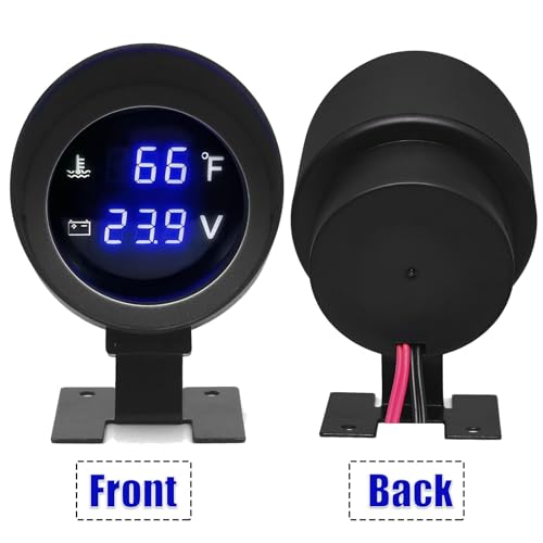 BLLYOGU 2-in-1 Water Temperature & Voltage Gauge Set - 2” 52mm Digital Blue LED Display for 12V/24V Cars - Image 2