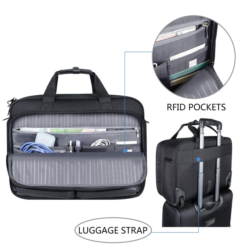 KROSER Rolling Laptop Bag Premium Rolling Briefcase Fits Up to 17.3 Inch Laptop Overnight Computer Bag with RFID Pockets for Travel/Business/Men/Women-Black - Image 5