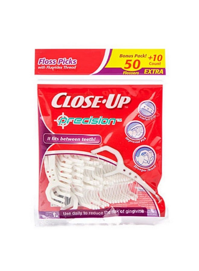Close Up Closeup Precision Floss Picks W/ Flouridex Thread 60 Count Pack Of 2 (120 Flossers)