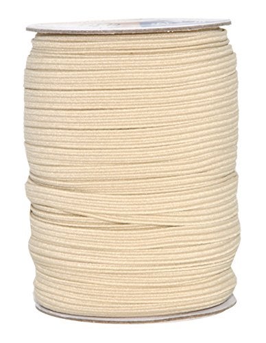 Mandala Crafts 6mm 50 Yds Roll of Cream Elastic Bands for Sewing - 1/4 Flat Elastics Cord - 1 4 Inch Braided Stretch Straps for Crafting - Image 1