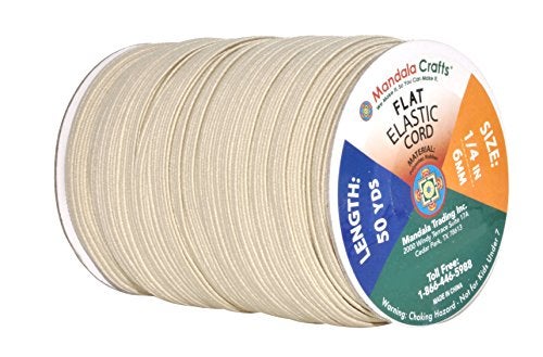 Mandala Crafts 6mm 50 Yds Roll of Cream Elastic Bands for Sewing - 1/4 Flat Elastics Cord - 1 4 Inch Braided Stretch Straps for Crafting - Image 2