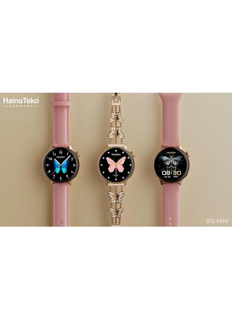 Haino Teko G12 MINI AMOLED Round Shape Display Smart Watch With 3 Pair Strap and Wireless Charger for Ladies - Image 3