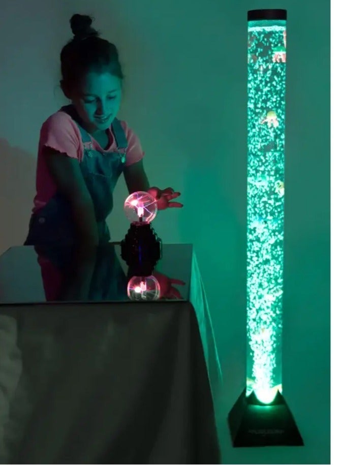 راكسوم حوض أسماك أنبوب مياه على شكل فقاعات جديدة ذات ضوء حسي - 100 سم وكرة بلازما حساسة للمس والصوت مقاس 3.5 بوصة، حزمة كومبو من كرة البرق الزجاجية - Image 2