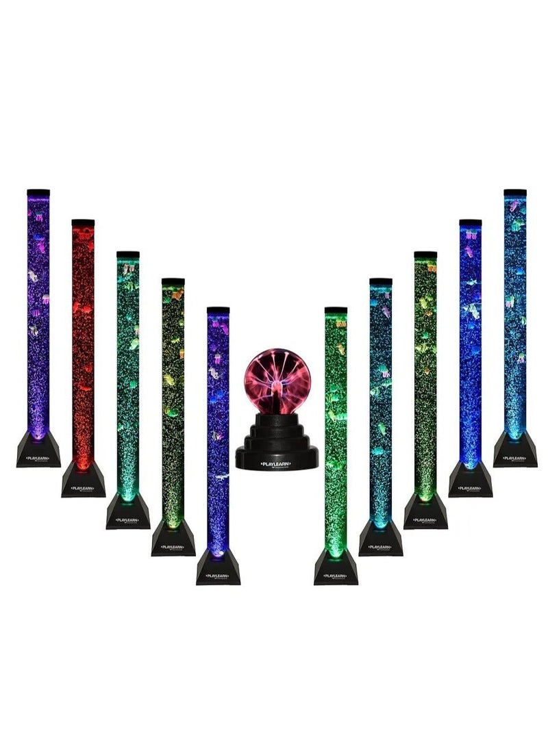 راكسوم حوض أسماك أنبوب مياه على شكل فقاعات جديدة ذات ضوء حسي - 100 سم وكرة بلازما حساسة للمس والصوت مقاس 3.5 بوصة، حزمة كومبو من كرة البرق الزجاجية - Image 4