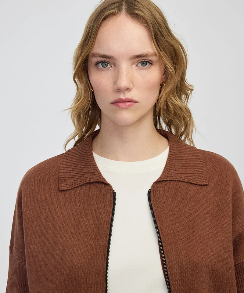 ابيكول Zip-Up Knit Top