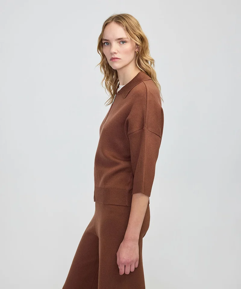 ابيكول Zip-Up Knit Top
