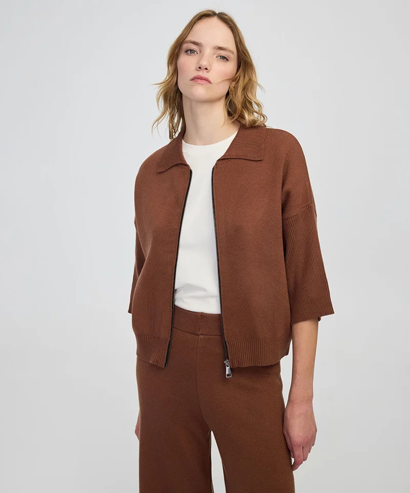 ابيكول Zip-Up Knit Top