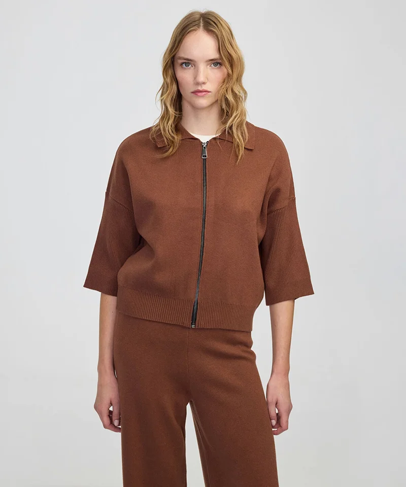 ابيكول Zip-Up Knit Top