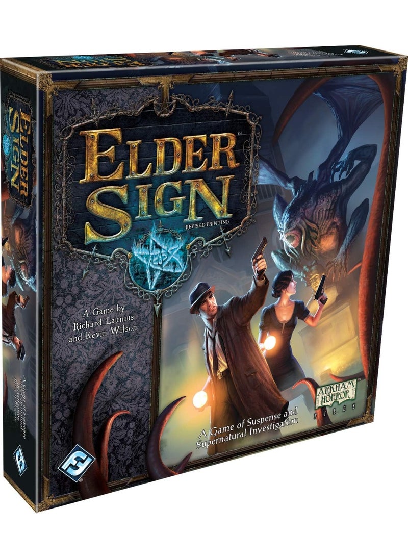 Fantasy Flight Games Fantasy Flight Games Elder Sign Board Game - Supernatural Intrigue, Cooperative Dice Adventure! Horror Mystery Game, Ages 14+, 1-8 Players, 1-2 Hour Playtime, Made  - Image 1
