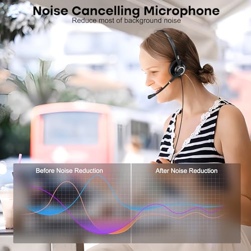 MKJ Telephone Headset with Microphone Noise Canceling Corded RJ9 Dual Ear Cisco Headset for Cisco Landline Phone CP-7821 CP-7841 7931G 7940 7942G 7945G 7960 7962G 7965G 7970 8841 8865 8961 9951 - Image 4