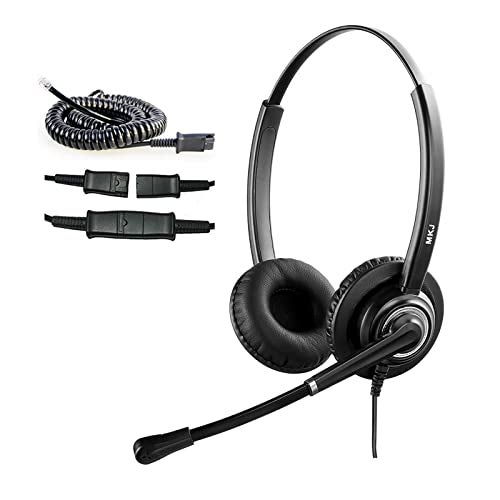 MKJ Telephone Headset with Microphone Noise Canceling Corded RJ9 Dual Ear Cisco Headset for Cisco Landline Phone CP-7821 CP-7841 7931G 7940 7942G 7945G 7960 7962G 7965G 7970 8841 8865 8961 9951 - Image 1