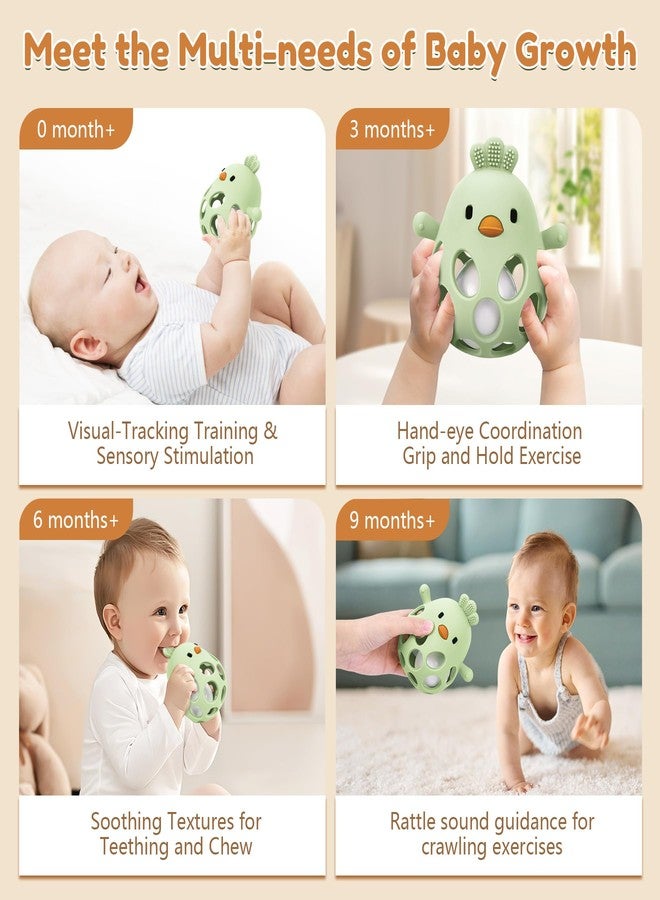 MCGMITT Baby Teething Toys for 3-6 Months, Easy Grasp Silicone Infant Rattle Teether Toy for 0-12 Months, BPA-Free Food Grade Baby Montessori Sensory Toys, Soft Infant Chew Toys for Teething Relief - Image 3