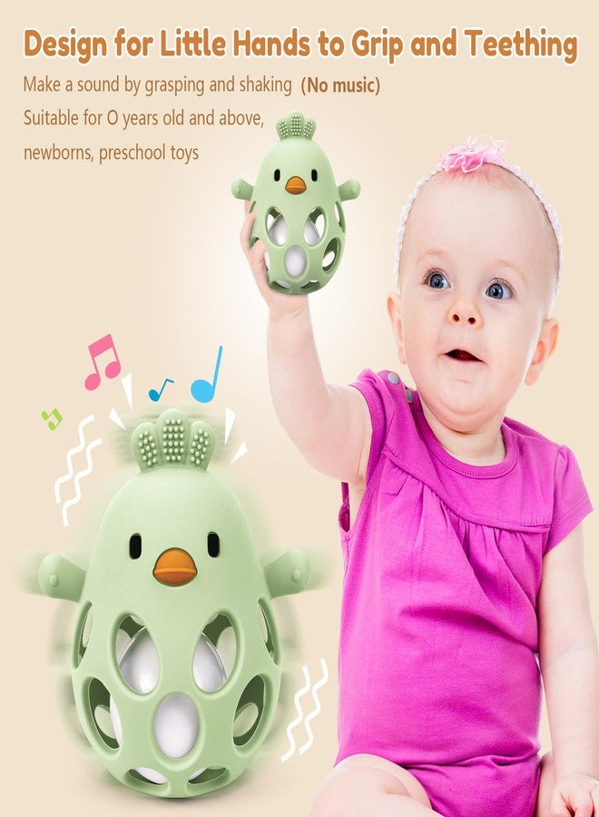 MCGMITT Baby Teething Toys for 3-6 Months, Easy Grasp Silicone Infant Rattle Teether Toy for 0-12 Months, BPA-Free Food Grade Baby Montessori Sensory Toys, Soft Infant Chew Toys for Teething Relief - Image 4