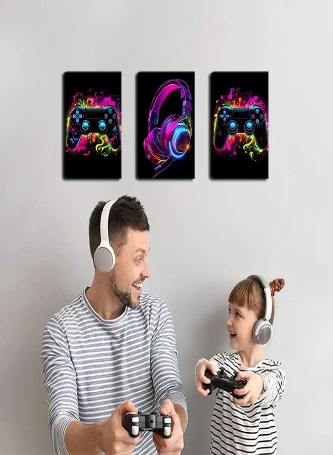 BGFCE Game Room Decor Set of 3, Neon Gaming Video Game Room Wall Art, Gaming Canvas Paintings Posters Prints for Teen Boys Room Children Teen Wall Decor Framed 12x16 in - Image 4