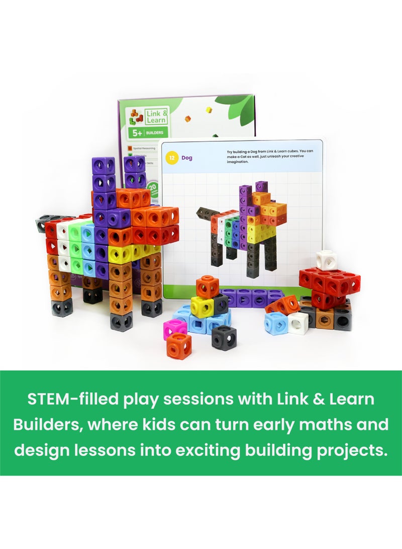 ألعاب PlayVerse بناة PlayVerse Link & Learn ، مجموعة بناء مكعبات البناء ، 100 مكعب متعدد الألوان ، 20 نشاطا ، لبنات بناء تعليمية للأطفال 5+ سنوات ، مكعبات أرقام للأطفال - Image 2