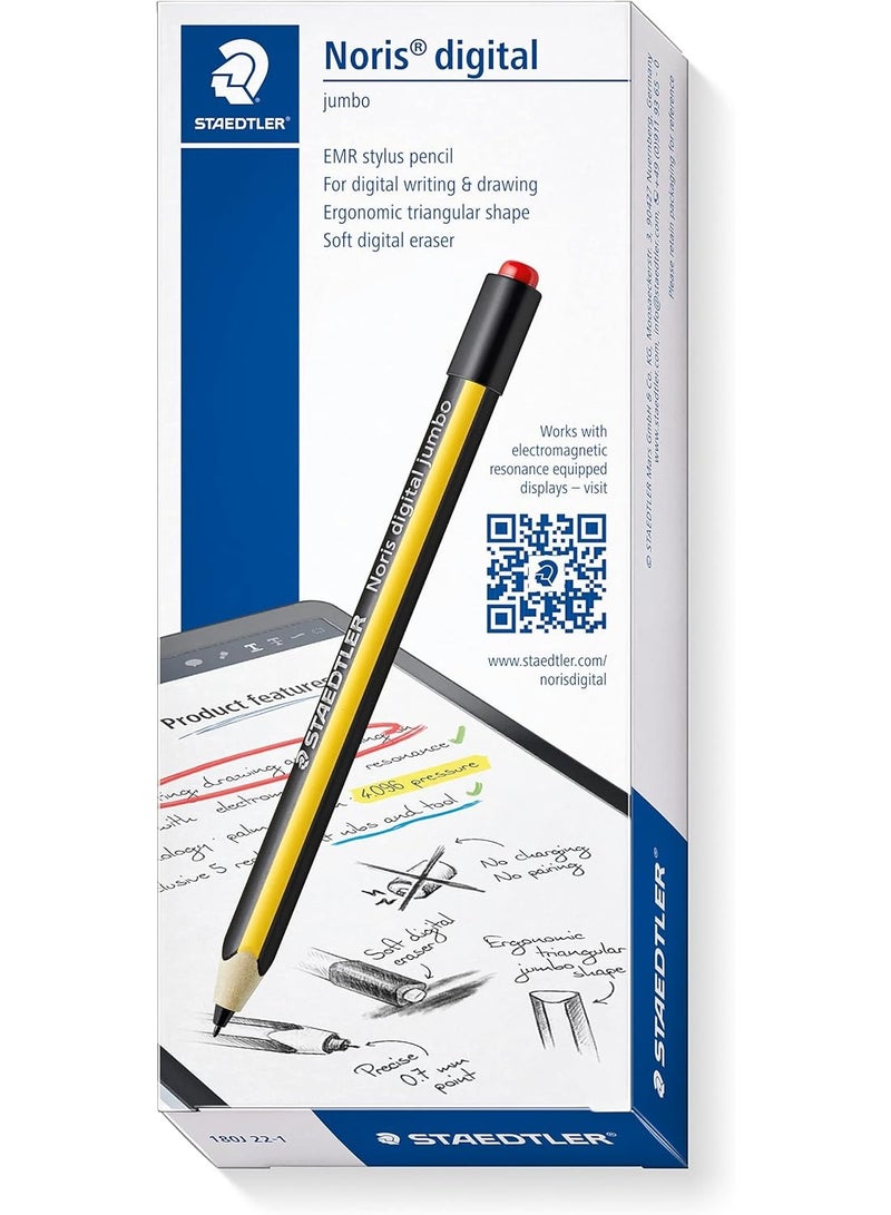 STAEDTLER Noris Jumbo Digital Stylus Pen: No Charging, EMR Palm Rejection, 4.096 Pressure Levels, Hexagonal Shape, Natural Writing and Drawing on Touchscreen Tablet, Laptop, Phone - Image 3
