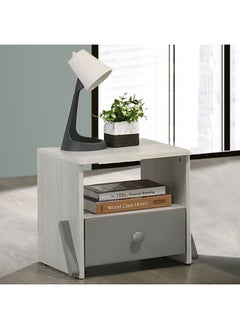 DANUBE HOME Walker 1 Drawer Kids Nighstand| Multifunctional Kids Bedside Table Space Saving Night Stand Side Table Modern Design Furniture For Bedroom L40Xw40Xh40Cm -White Ash+Grey  - Image 3