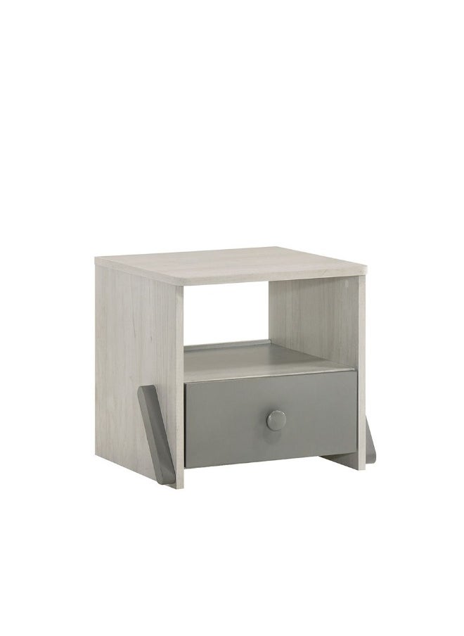 DANUBE HOME Walker 1 Drawer Kids Nighstand| Multifunctional Kids Bedside Table Space Saving Night Stand Side Table Modern Design Furniture For Bedroom L40Xw40Xh40Cm -White Ash+Grey  - Image 4