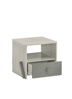 DANUBE HOME Walker 1 Drawer Kids Nighstand| Multifunctional Kids Bedside Table Space Saving Night Stand Side Table Modern Design Furniture For Bedroom L40Xw40Xh40Cm -White Ash+Grey  - Image 1
