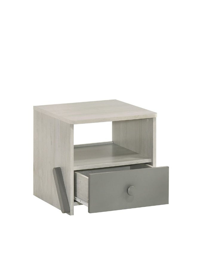 DANUBE HOME Walker 1 Drawer Kids Nighstand| Multifunctional Kids Bedside Table Space Saving Night Stand Side Table Modern Design Furniture For Bedroom L40Xw40Xh40Cm -White Ash+Grey  - Image 1
