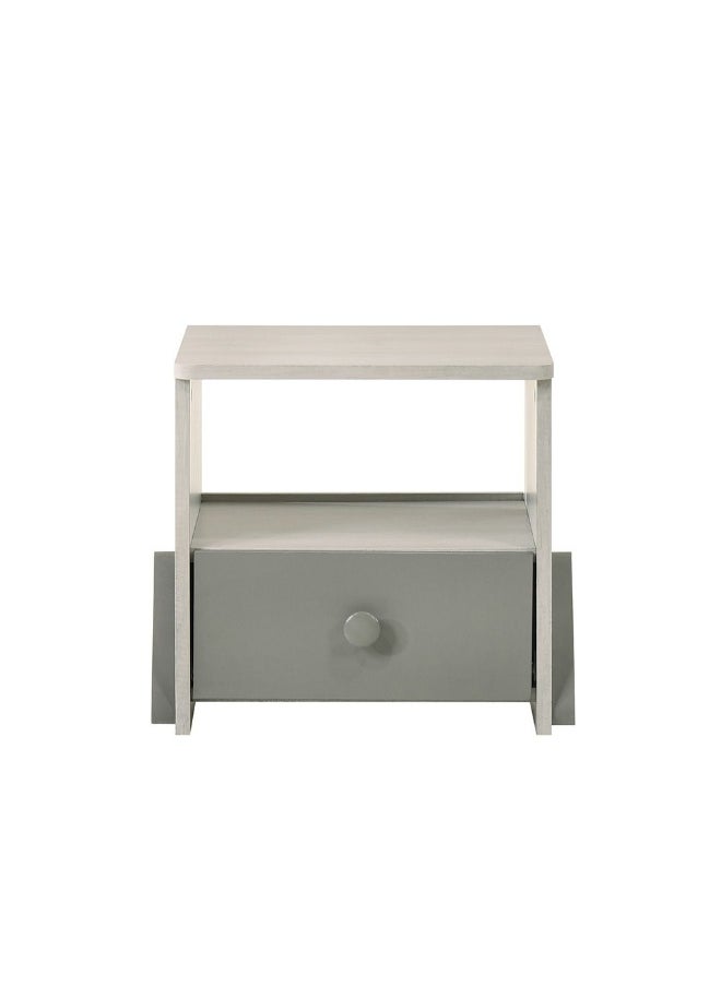 DANUBE HOME Walker 1 Drawer Kids Nighstand| Multifunctional Kids Bedside Table Space Saving Night Stand Side Table Modern Design Furniture For Bedroom L40Xw40Xh40Cm -White Ash+Grey  - Image 5