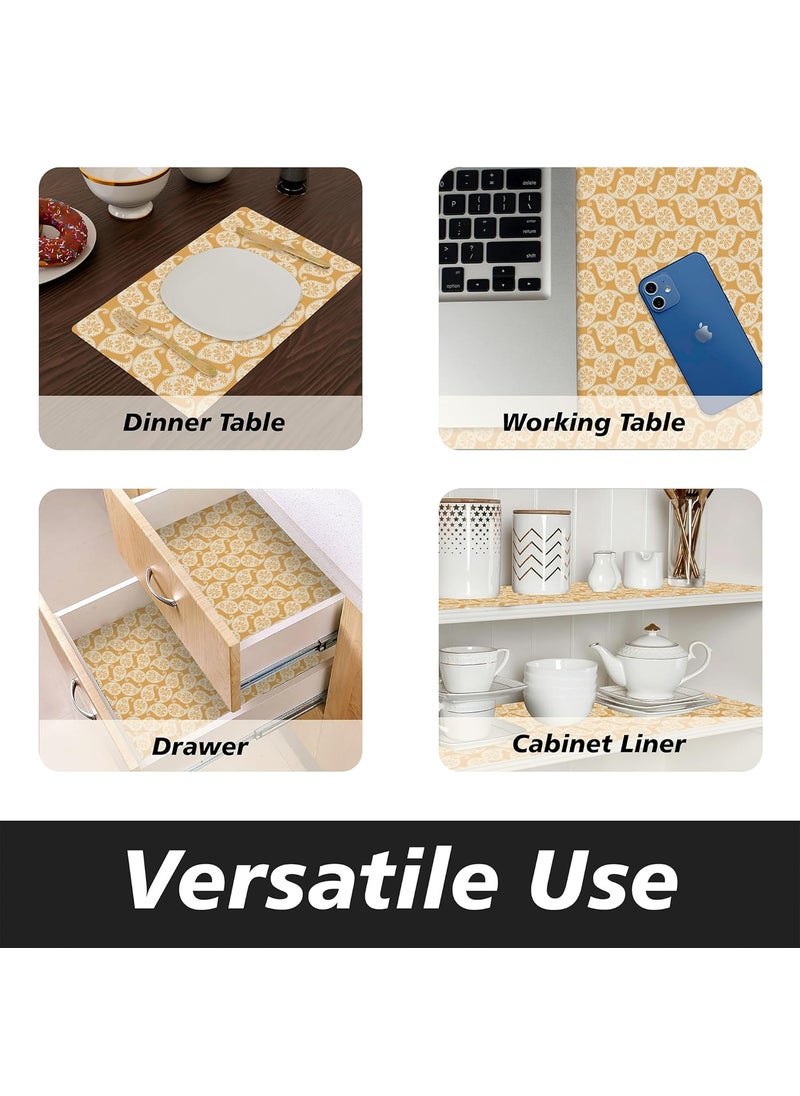 Kuber Industries Kuber Industries Shelf Liner | Kitchen Cabinet Shelf Protector | Kitchen Liners for Cabinets and Drawer | Dot Shelf Liner Cabinet Mat | 10 MTR | Golden  - Image 5