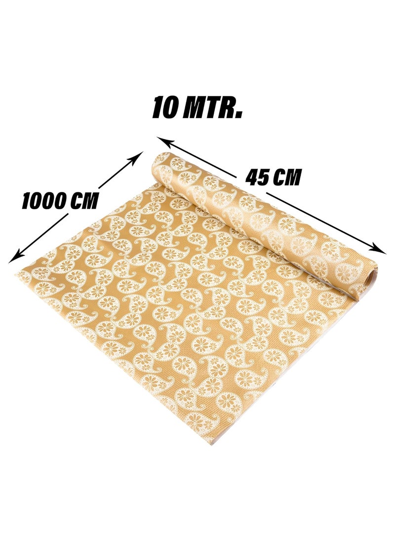 Kuber Industries Kuber Industries Shelf Liner | Kitchen Cabinet Shelf Protector | Kitchen Liners for Cabinets and Drawer | Dot Shelf Liner Cabinet Mat | 10 MTR | Golden  - Image 3