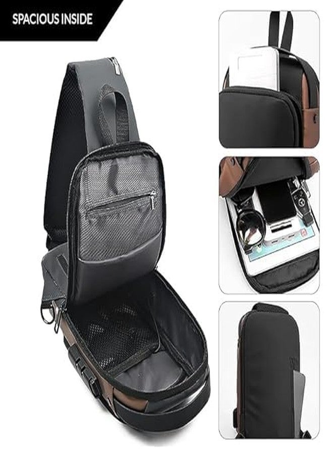 Nirvik Black Solid Sling Bag for Men & Women | Anti-Theft Crossbody Backpack with USB Charging Port, Waterproof Casual Shoulder & Messenger Bag for Everyday Use - Image 5