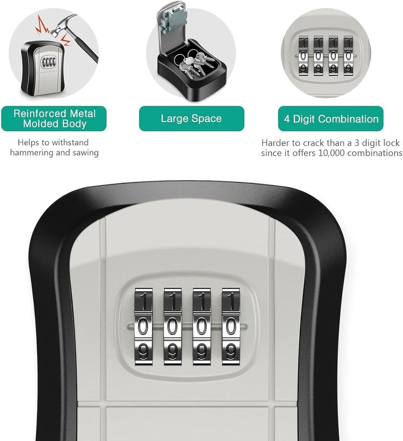 LINJIE Key Lock Box,Waterproof Combination Lockbox,4-Digit Combination Key Box,Suitable For School/Office/Car Keys - Image 3