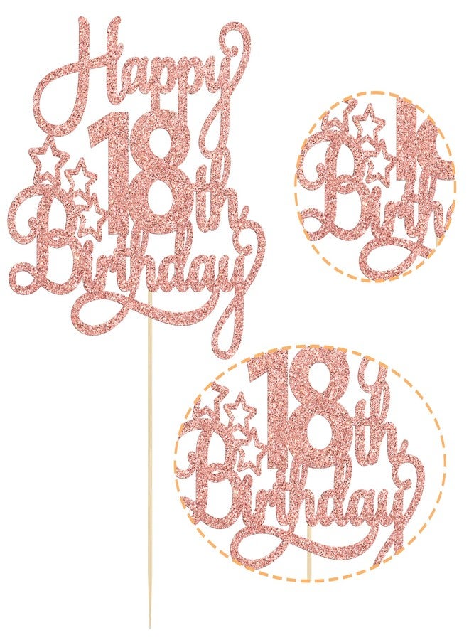 Ephlyn 1 Pack Happy 18th Birthday Cake Topper Rose Gold Glitter 18 & Fabulous Cheers to 18 Years Old Birthday Cake Pick for Celebrating 18th Birthday Anniversary Party Cake Decorations Supplies - Image 3