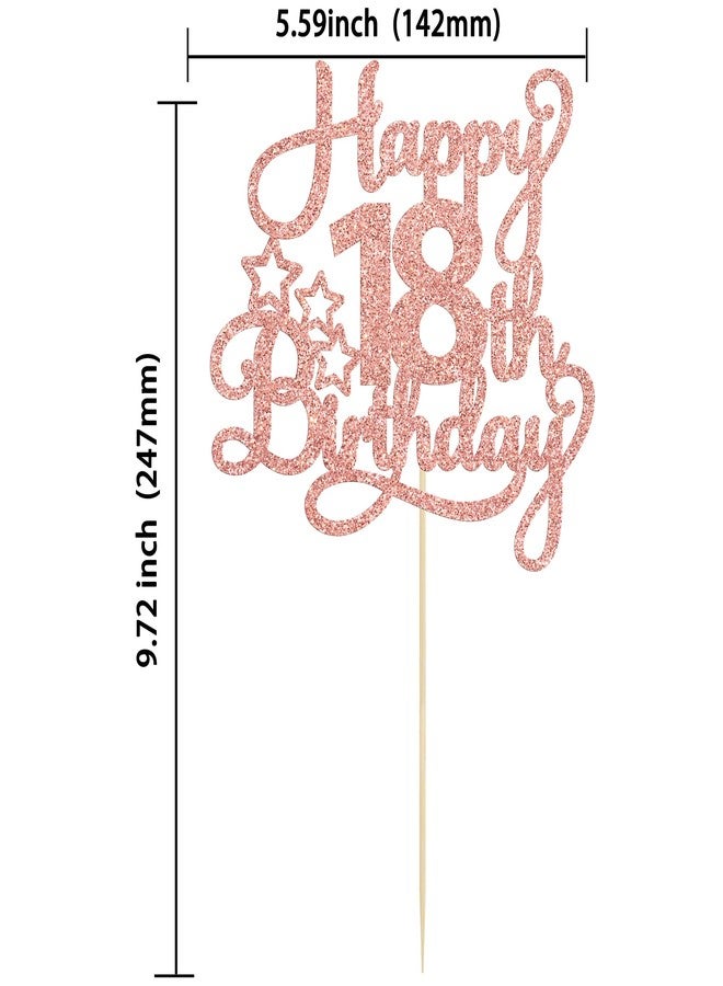 Ephlyn 1 Pack Happy 18th Birthday Cake Topper Rose Gold Glitter 18 & Fabulous Cheers to 18 Years Old Birthday Cake Pick for Celebrating 18th Birthday Anniversary Party Cake Decorations Supplies - Image 2