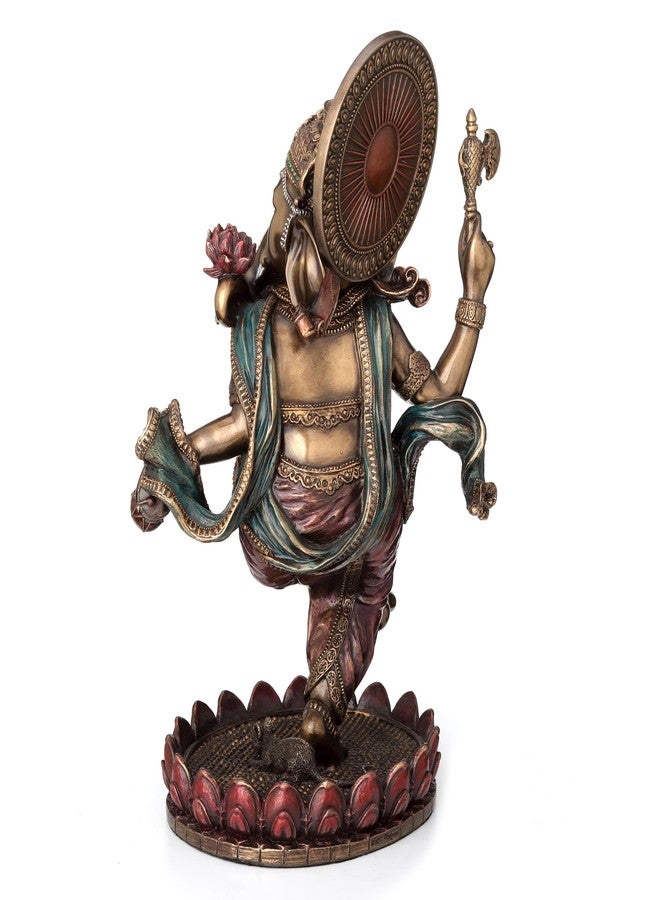 فيرونيز ديزاين تمثال غانيشا الراقص من تصميم فيرونيز، بطول 8 1/4 بوصة، مصنوع من الراتنج المصبوب على البارد، بلمسة نهائية برونزية. - Image 4