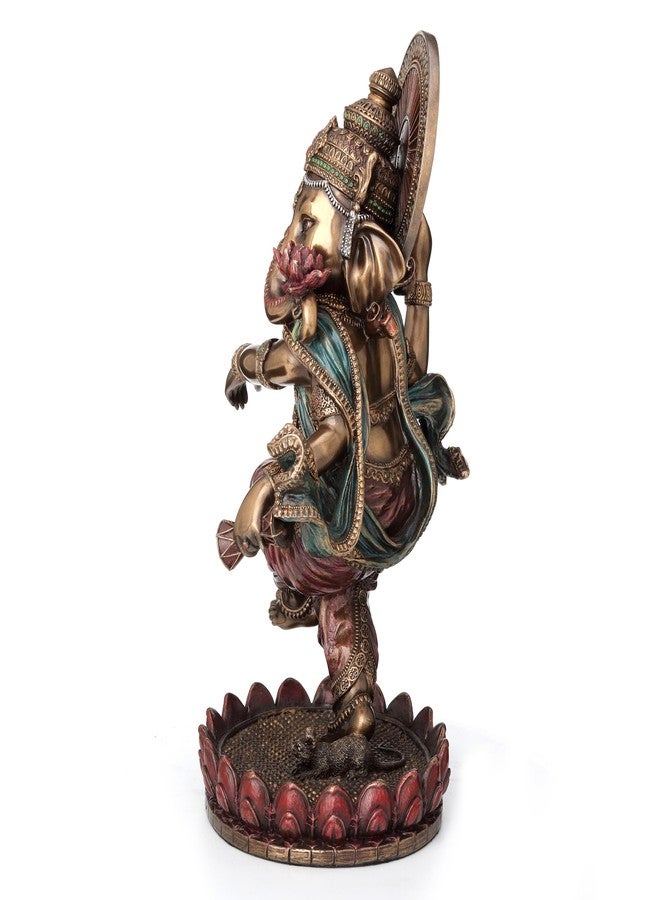 فيرونيز ديزاين تمثال غانيشا الراقص من تصميم فيرونيز، بطول 8 1/4 بوصة، مصنوع من الراتنج المصبوب على البارد، بلمسة نهائية برونزية. - Image 3