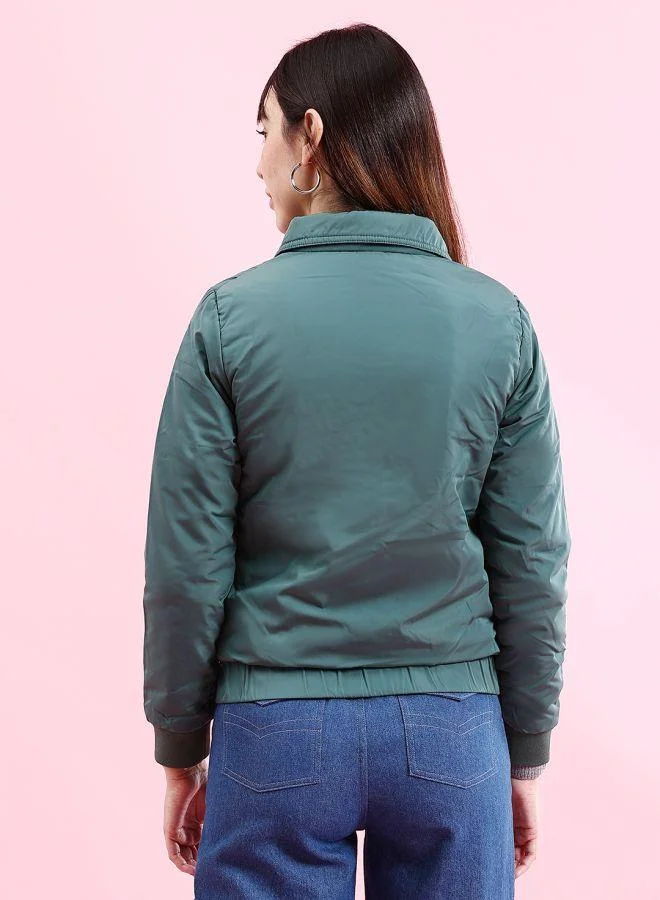 Freehand  Women Regular Fit Solid Crop Cargo Puffer Jacket for Women | Best Price UAE
