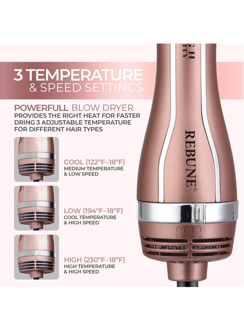 REBUNE Original 1200W Hot Air Hair Styler 3 In 1 Hair Dryer Straightening & Curling Fast Heating (3s) Brush - Image 4