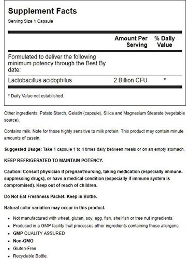 Now Foods Acidophilus, 250 Caps 2 Billion - Image 2